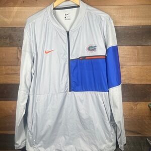 Nike Florida Gators Pullover Windbreaker Jacket Men's Large Gray Orange Blue
